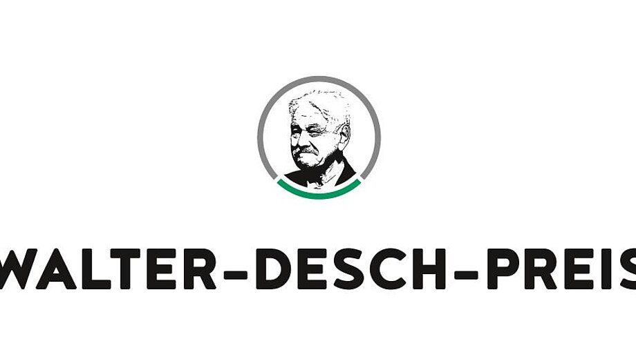 Zeichnung Gesicht Walter Desch mit Schriftzug Walter-Desch-Preis